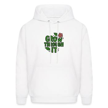GROW THROUGH IT - Men's Hoodie - white - Front - Elias (183cm)