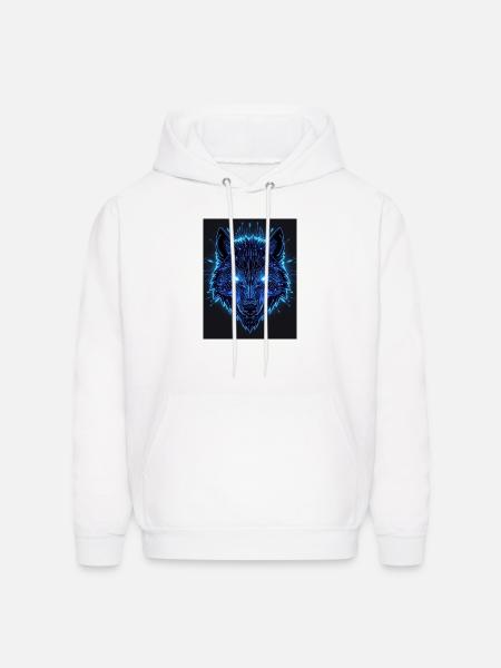 Neon Circuit Wolf - Men's Hoodie - white