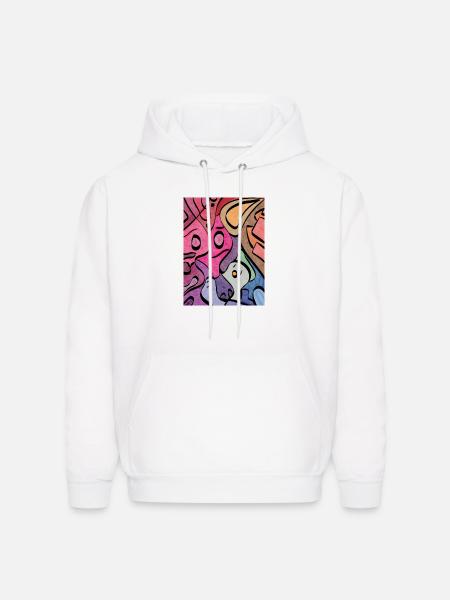 Kaleidoscopic Faces Graffiti - Men's Hoodie - white