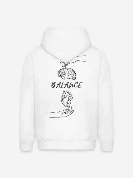 The Balance = Brain & Heart - Men's Hoodie - white