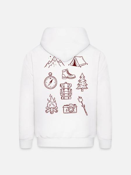 Adventure Enthusiast Camping Doodle Collage - Men's Hoodie - white