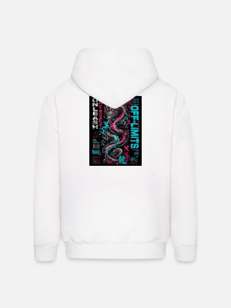 Neon Dragon Chaos Print - Men's Hoodie - white