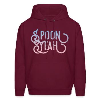 Spoon Yeah Sexy and Fun Loving Design - Men's Hoodie - burgundy - Front - Elias (183cm)
