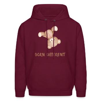 BORN DIFFERENT. - Men's Hoodie - burgundy - Front - Elias (183cm)