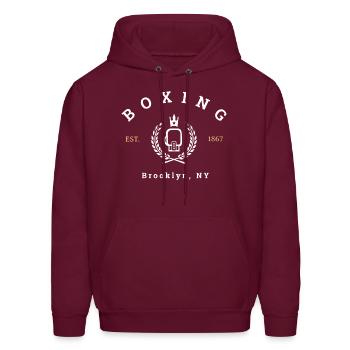Boxing-Brooklyn, NY - Men's Hoodie - burgundy - Front - Elias (183cm)