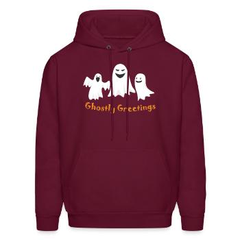 Ghostly Greetings, Halloween Ghostly Greetings - Men's Hoodie - burgundy - Front - Elias (183cm)