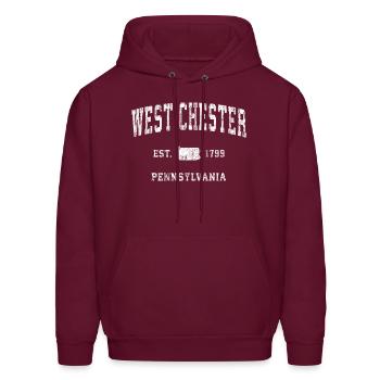 West Chester Pennsylvania Pa Athletic Sports - Men's Hoodie - burgundy - Front - Elias (183cm)