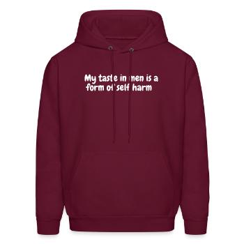 my tastein men is a form of self harm - Men's Hoodie - burgundy - Front - Elias (183cm)
