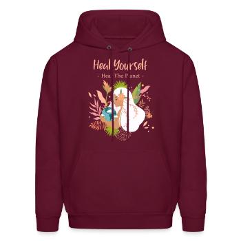 Heal Yourself Heal The Planet - Men's Hoodie - burgundy - Front - Elias (183cm)