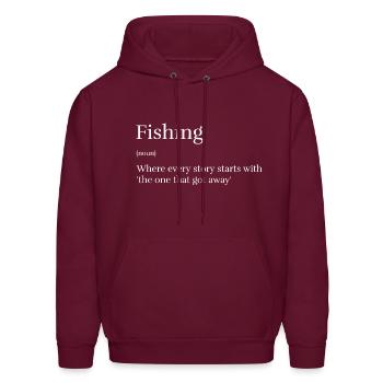 Fishing where every story starts with... - Men's Hoodie - burgundy - Front - Elias (183cm)