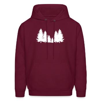 Pine Tree , Outdoors Tee Hiking - Men's Hoodie - burgundy - Front - Elias (183cm)