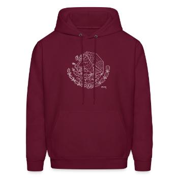 Mexico Coat of Arms White - Men's Hoodie - burgundy - Front - Elias (183cm)