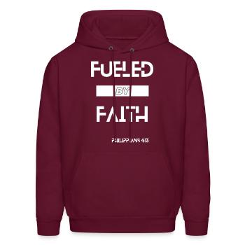 Fueled by faith. - Men's Hoodie - burgundy - Front - Elias (183cm)