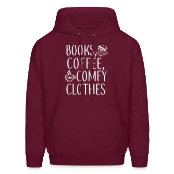 Books Coffee Comfy Literary Writer Reading Bookish - Men's Hoodie - burgundy - Front - Elias (183cm)