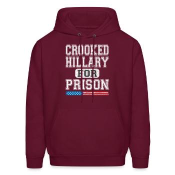 Crooked Hillary For Prison - Style - - Men's Hoodie - burgundy - Front - Elias (183cm)