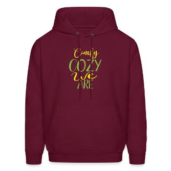 Comfy cozy we are - Men's Hoodie - burgundy - Front - Elias (183cm)