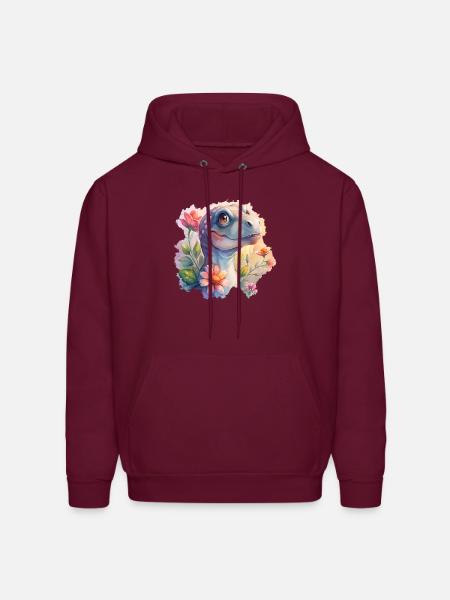 Prehistoric Florals - Men's Hoodie - burgundy