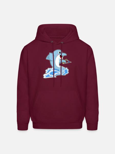 Dolphin Water Ski - Men's Hoodie - burgundy