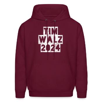 Tim Walz 2024 - Men's Hoodie - burgundy - Front - Elias (183cm)