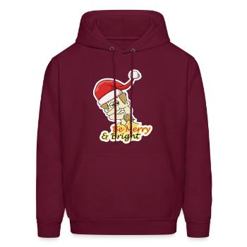 be merry and bright - Men's Hoodie - burgundy - Front - Elias (183cm)