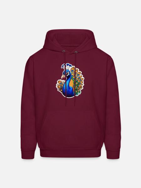 Peacock Bird - Men's Hoodie - burgundy