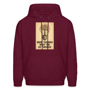 Grow Through What You Go Through - Men's Hoodie - burgundy - Front - Elias (183cm)