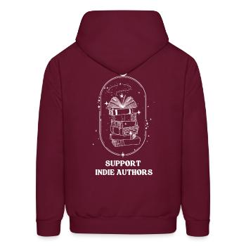 Support Indie Authors Light - Men's Hoodie - burgundy - Back - Elias (183cm)