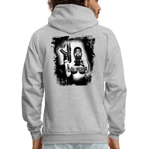 masked girl with AK - FUCK CORONA 4 bright clothes - Men's Hoodie