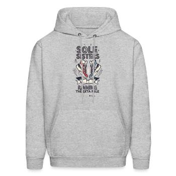 Sole Sisters: Running the Extra Mile - Men's Hoodie - heather gray - Front - Elias (183cm)