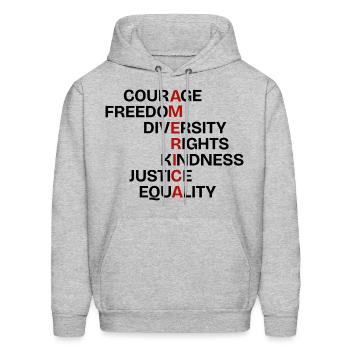 Core Values of America - Men's Hoodie - heather gray - Front - Elias (183cm)