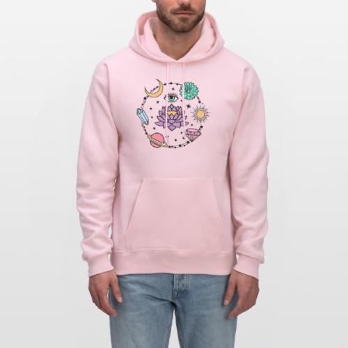 Healing Crystal, Moon, Flower, Sun - Men's Hoodie