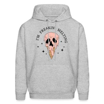 IM freakin melting Skull Ice Cream Design - Men's Hoodie - heather gray - Front - Elias (183cm)