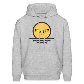 cat watching sunset scene - Men's Hoodie - heather gray - Front - Elias (183cm)