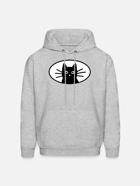 Black Cat Face - Men's Hoodie - heather gray
