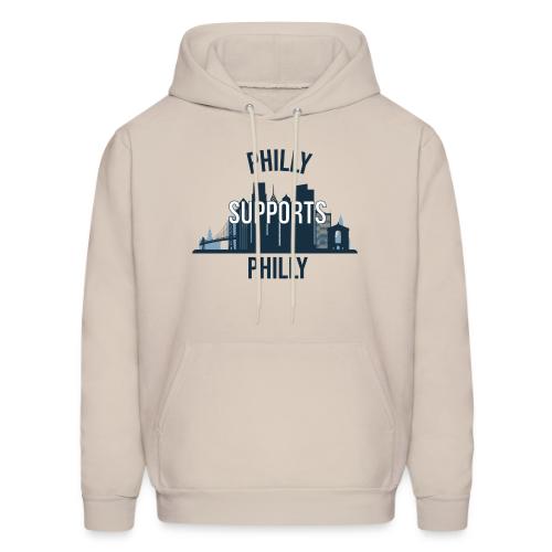 Philly Supports Philly skyline blue transparentbg - Men's Hoodie