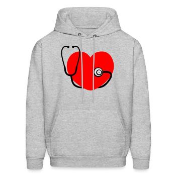 Stethoscope with red heart - Men's Hoodie - heather gray - Front - Elias (183cm)