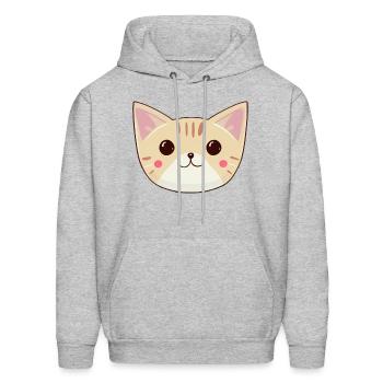 cute cat face - Men's Hoodie - heather gray - Front - Elias (183cm)