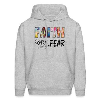 Faith Over Fear- christian faith. - Men's Hoodie - heather gray - Front - Elias (183cm)