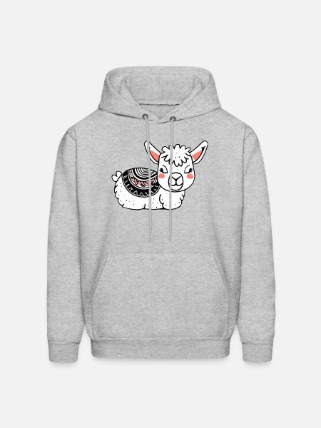 Adorable Llama Resting - Men's Hoodie - heather gray
