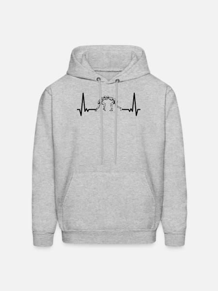 Heartbeat Wrestling ECG Wrestle Wrestler - Men's Hoodie - heather gray