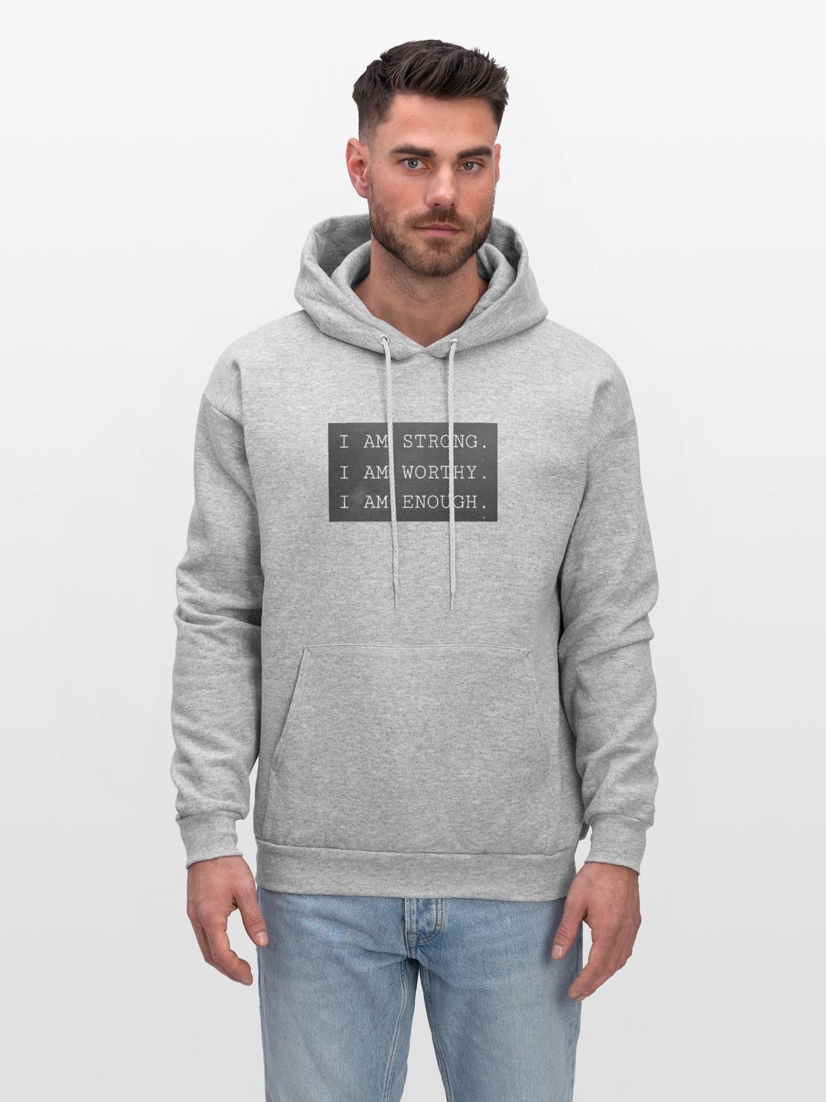 Encouragement T-shirt - Affirmations - Men's Hoodie - heather gray - Front - Elias (183cm)
