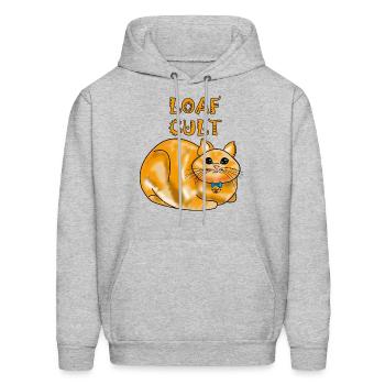 Loaf Cult, Orange Cat Design - Men's Hoodie - heather gray - Front - Elias (183cm)
