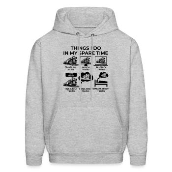Things I Do In My Spare Time - Trains - Men's Hoodie - heather gray - Front - Elias (183cm)