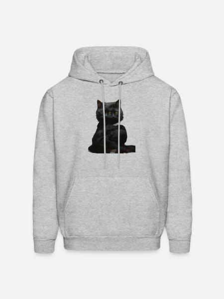 black cat - Men's Hoodie - heather gray