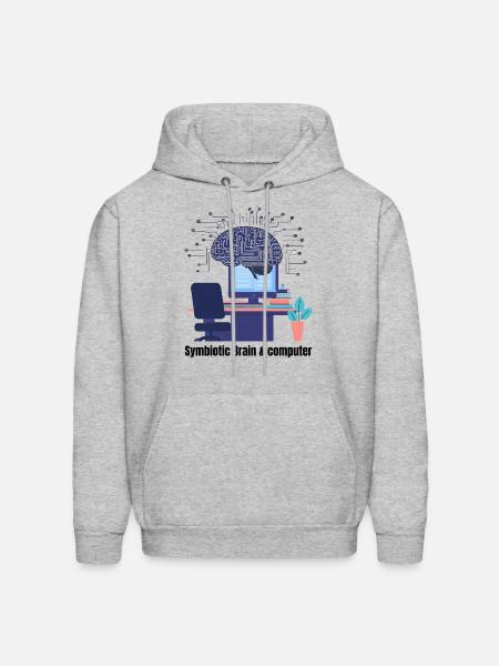 Brain and computer - Men's Hoodie - heather gray