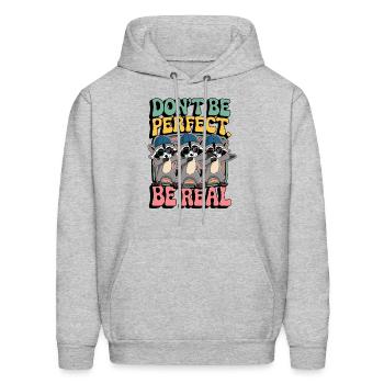 Three Cool Trash Panda - Men's Hoodie - heather gray - Front - Elias (183cm)