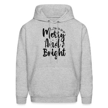 Merry and Bright for Merry Christmas - Men's Hoodie - heather gray - Front - Elias (183cm)