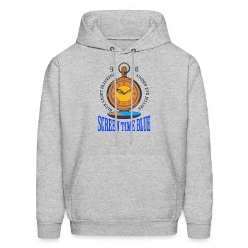 SCREEN TIME BLUE - Men's Hoodie - heather gray - Front - Elias (183cm)