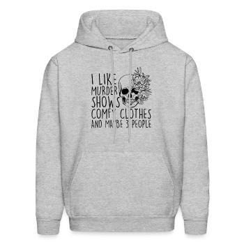 I Like Murder Shows Comfy And Maybe 3 People Mom - Men's Hoodie - heather gray - Front - Elias (183cm)