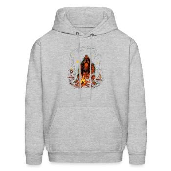 Camping Camper Bigfoot Campfire Pine Tree - Men's Hoodie - heather gray - Front - Elias (183cm)